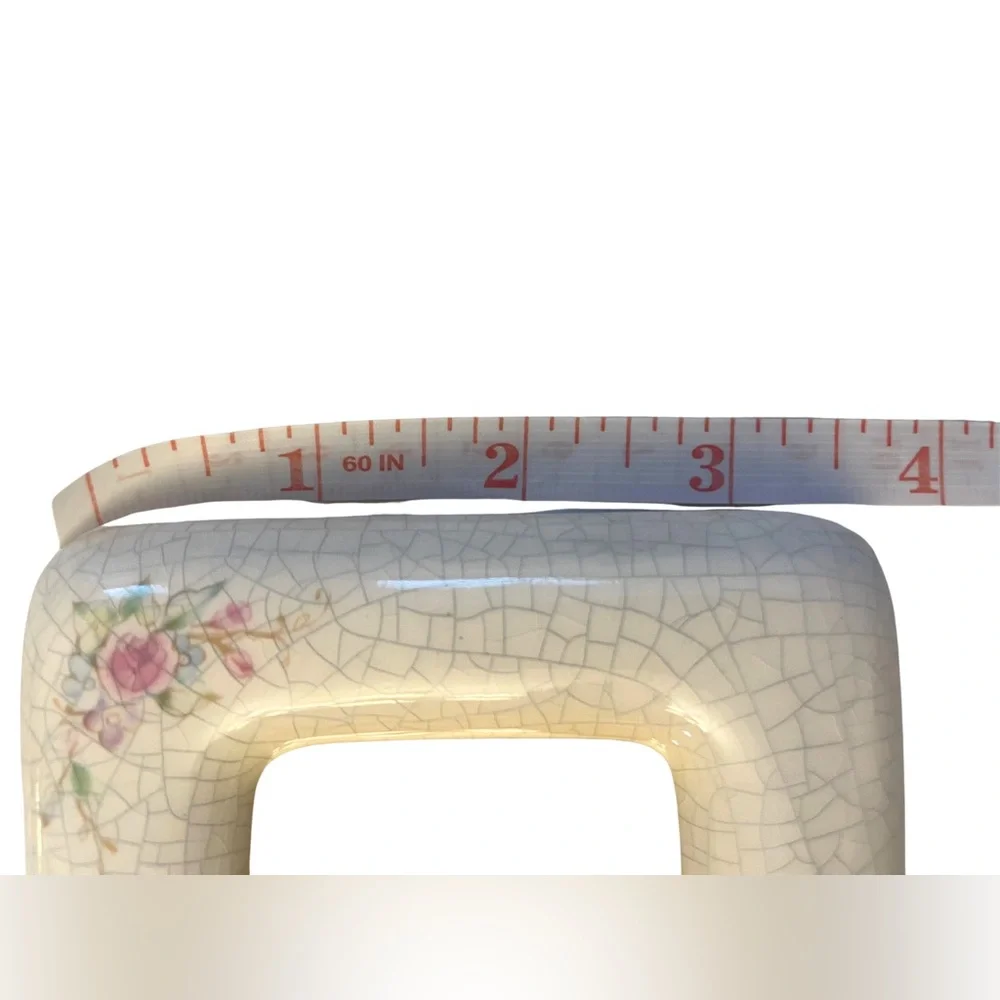 Vintage 1960s Cottage Floral Small Crackle Glaze Ceramic Picture Frame